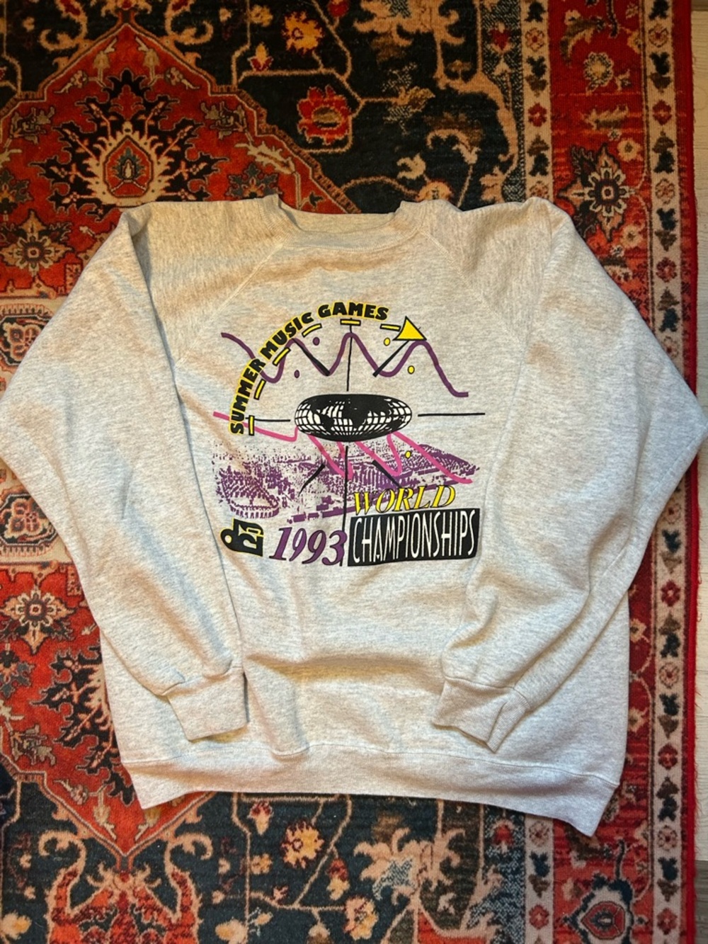 Vintage Hanes 1993 World Championships Graphic Crewneck Sweatshirt - Light Gray